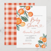 Invitation Citrus Orange Baby en fleur Baby shower d'été (Devant / Derrière)