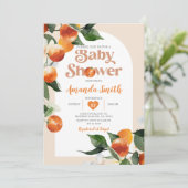 Invitation Citrus Orange Baby shower Été Tropical Floral (Debout devant)