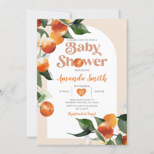 Invitation Citrus Orange Baby shower Été Tropical Floral