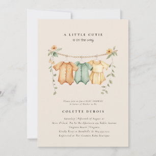 Invitation Citrus Orange Floral Little Cutie Baby shower