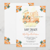 Invitation Citrus Orange Un Petit Baby shower Cutie (Devant / Derrière)
