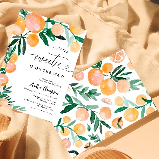 Invitation Citrus Orange Un Petit Baby shower Sucré