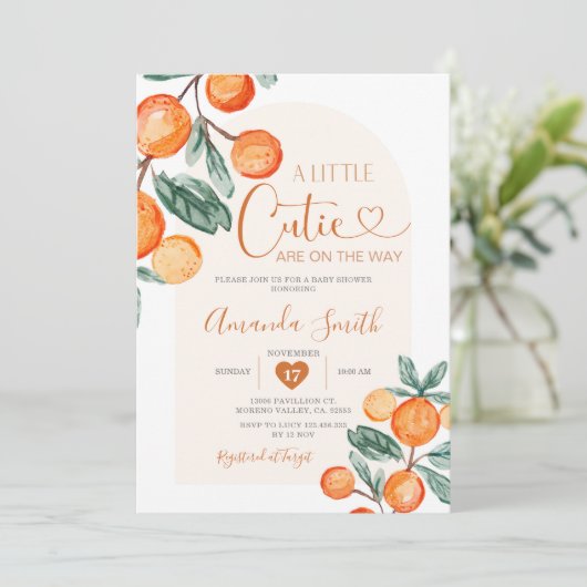 Invitation Citrus Orange Un peu de gourmandise est sur le che (Debout devant)