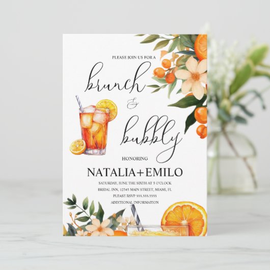 Invitation Citrus Oranges Floral Drink Bridal Shower Brunch (Debout devant)