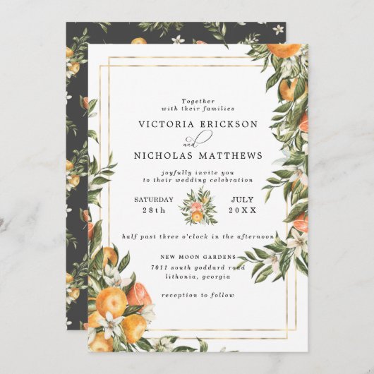 Invitation Citrus Orchard | Boho Botanical Mariage (Devant / Derrière)