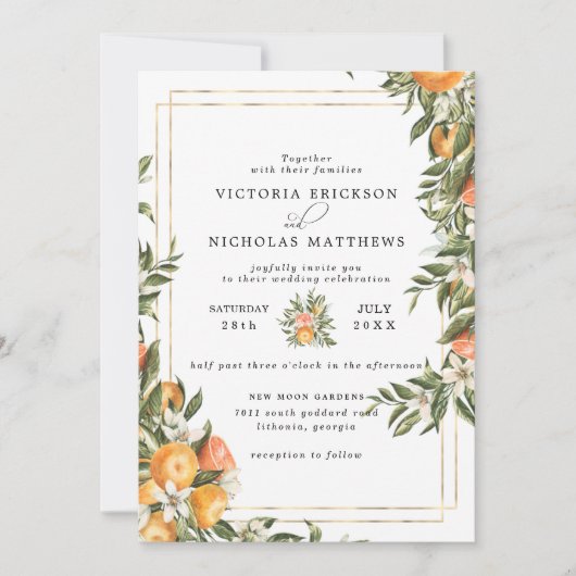Invitation Citrus Orchard | Boho Botanical Mariage (Devant)