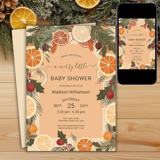 Invitation Citrus séché moderne Joyeux petit Baby shower