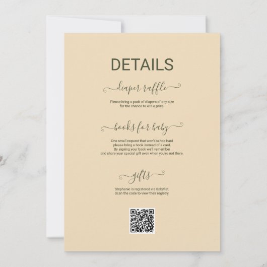 Invitation Citrus séché moderne Joyeux petit Baby shower QR (Dos)