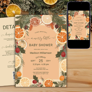 Invitation Citrus séché moderne Joyeux petit Baby shower QR
