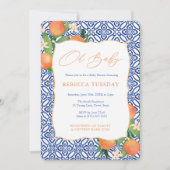 Invitation Citrus Sinensis Oranges Positano Baby shower bleu (Devant)