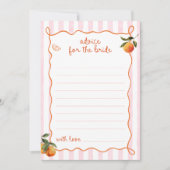 Invitation Citrus Spritz Pink Stripes Bridal Advice Card (Devant)