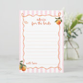Invitation Citrus Spritz Pink Stripes Bridal Advice Card (Debout devant)