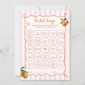 Invitation Citrus Spritz Pink Stripes Bridal Bingo Card (Devant)