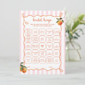 Invitation Citrus Spritz Pink Stripes Bridal Bingo Card (Debout devant)