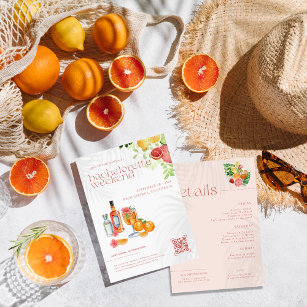 Invitation Citrus Spritz tropical   Fin de semaine de bachelo