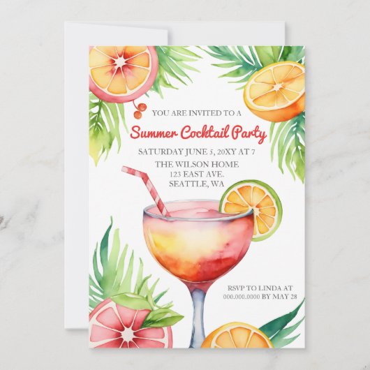 Invitation Citrus Summer Cocktail Party (Devant)