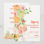 Invitation Citrus Summer Floral Bachelorette weekend (Devant / Derrière)