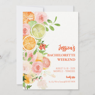 Invitation Citrus Summer Floral Bachelorette weekend
