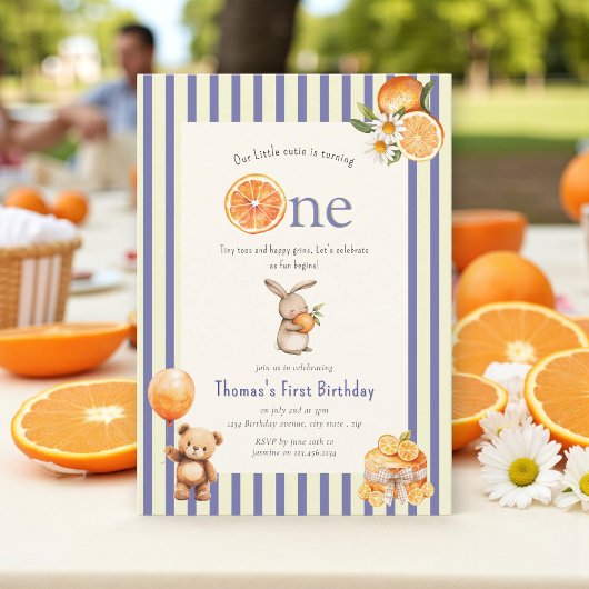 Invitation Citrus Sweet Bunny Boy First Birthday