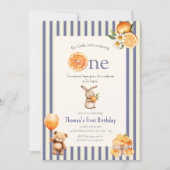 Invitation Citrus Sweet Bunny Boy First Birthday (Devant)