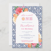 Invitation Citrus Sweet One Blue Tile 1er Anniversaire (Devant)