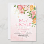 Invitation Citrus Thème Fruit Baby shower Floral (Devant)
