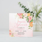 Invitation Citrus Thème Fruit Rose Fête des mariées Florale (Debout devant)