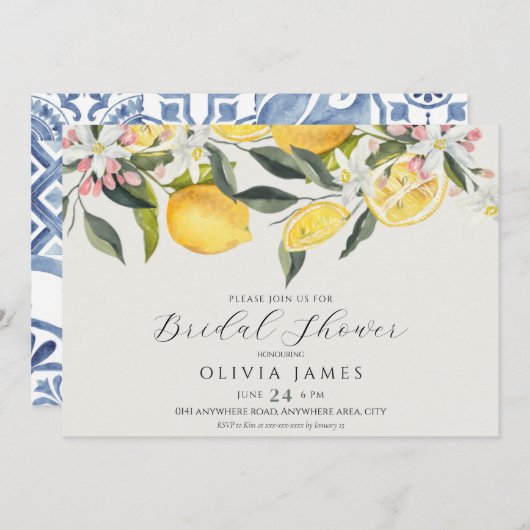 Invitation Citrus thème nuptiale douche (Devant / Derrière)