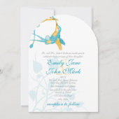 Invitation Citrus Turquoise Jaune Hummingbird Kiss Mariage (Devant)