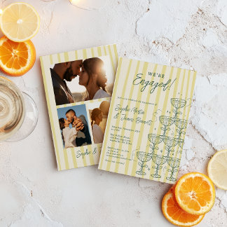 Invitation Citrus Yellow Champagne Tower Photo Engagement
