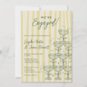Invitation Citrus Yellow Champagne Tower Photo Engagement (Devant)