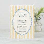 Invitation Citrus Yellow Elegant Modern Stripe Wedding (Debout devant)