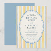 Invitation Citrus Yellow Elegant Modern Stripe Wedding (Devant / Derrière)