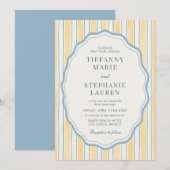 Invitation Citrus Yellow Elegant Modern Stripe Wedding (Devant / Derrière)