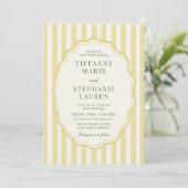 Invitation Citrus Yellow Elegant Modern Stripe Wedding (Debout devant)