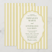 Invitation Citrus Yellow Elegant Modern Stripe Wedding (Devant / Derrière)