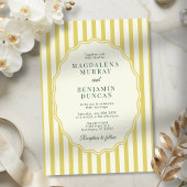 Invitation Citrus Yellow Green Elegant Modern Stripe Wedding