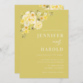 Invitation Citrus Yellow & Green Floral All in One Wedding (Devant / Derrière)