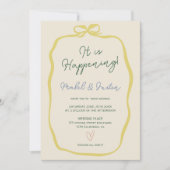 Invitation Citrus Yellow Green Ribbon Bow Photo Wedding (Devant)