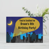 Invitation City Night Skyline Superhero Boys fête d'anniversa (Debout devant)
