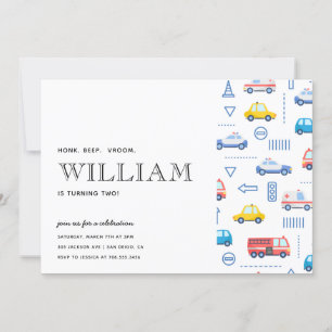 Invitation City Transport Camion Deuxième fête d'anniversaire
