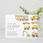 Invitation City Transportation Boy Jaune Deuxième Anniversair (Debout devant)