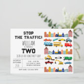 Invitation City Transportation Vehicles Truck Second Birthday (Debout devant)