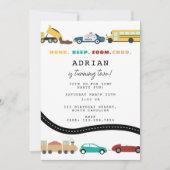 Invitation City Transportation Vehicles Truck Second Birthday (Devant)