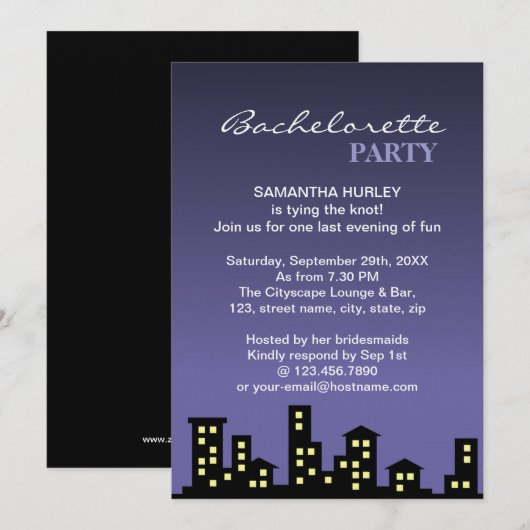 Invitation Cityscape Bachelorette (Devant / Derrière)
