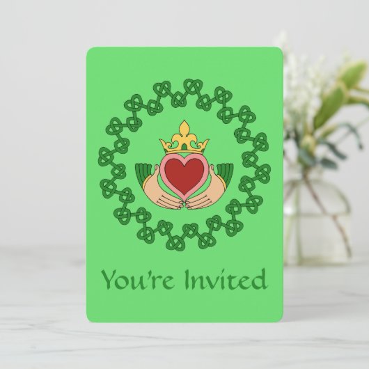 Invitation Claddagh et Green Knotwork (Debout devant)