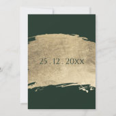 Invitation Clair brush or vert foncé brokies chic mariage (Dos)
