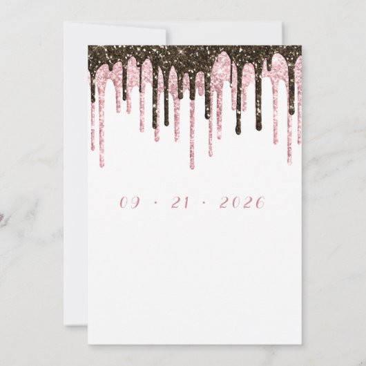 Invitation Clair noir blanc rose or parties scintillant goutt (Dos)