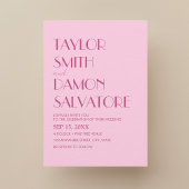 Invitation Clair rose Magenta Bold Rétro Mariage unique