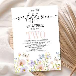 Invitation Clair rose violet Fleur sauvage délicieux Annivers